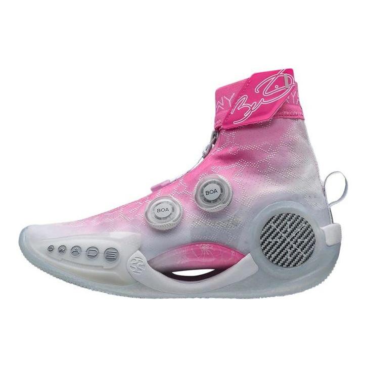 Li Ning Wow 9 Wade 9 Infinity Release Basketbalové boty s vysokým svrškem Dámské basketbalové boty Bílé Růžové ABER002-2