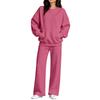 Women's Casual Neck Sweatshirt and Pants Set with Pockets for Fall Winter