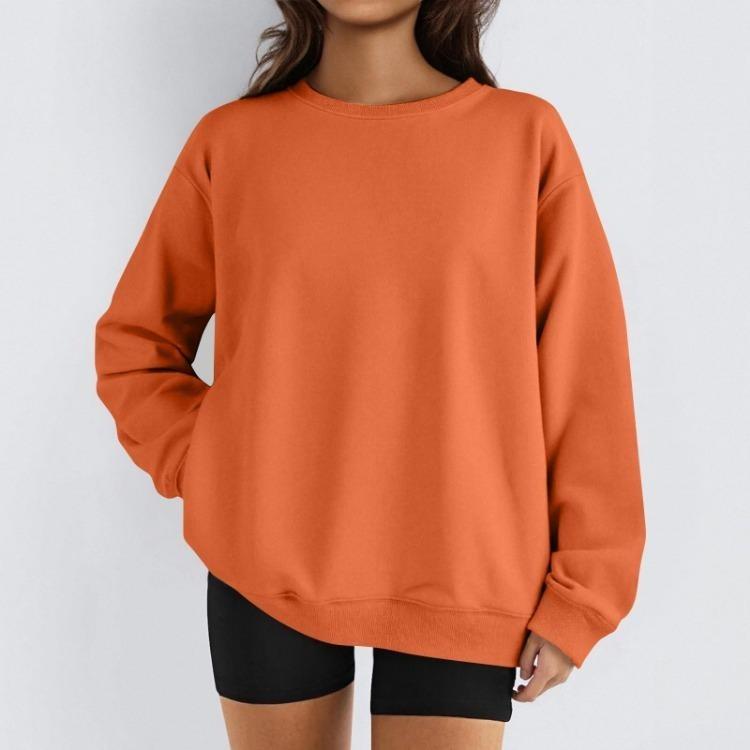 Damen Winter Fleece Tops Langarm Sweatshirt Lässiger Rundhalsausschnitt Pullover Lockerer Schnitt Warme Wintertops