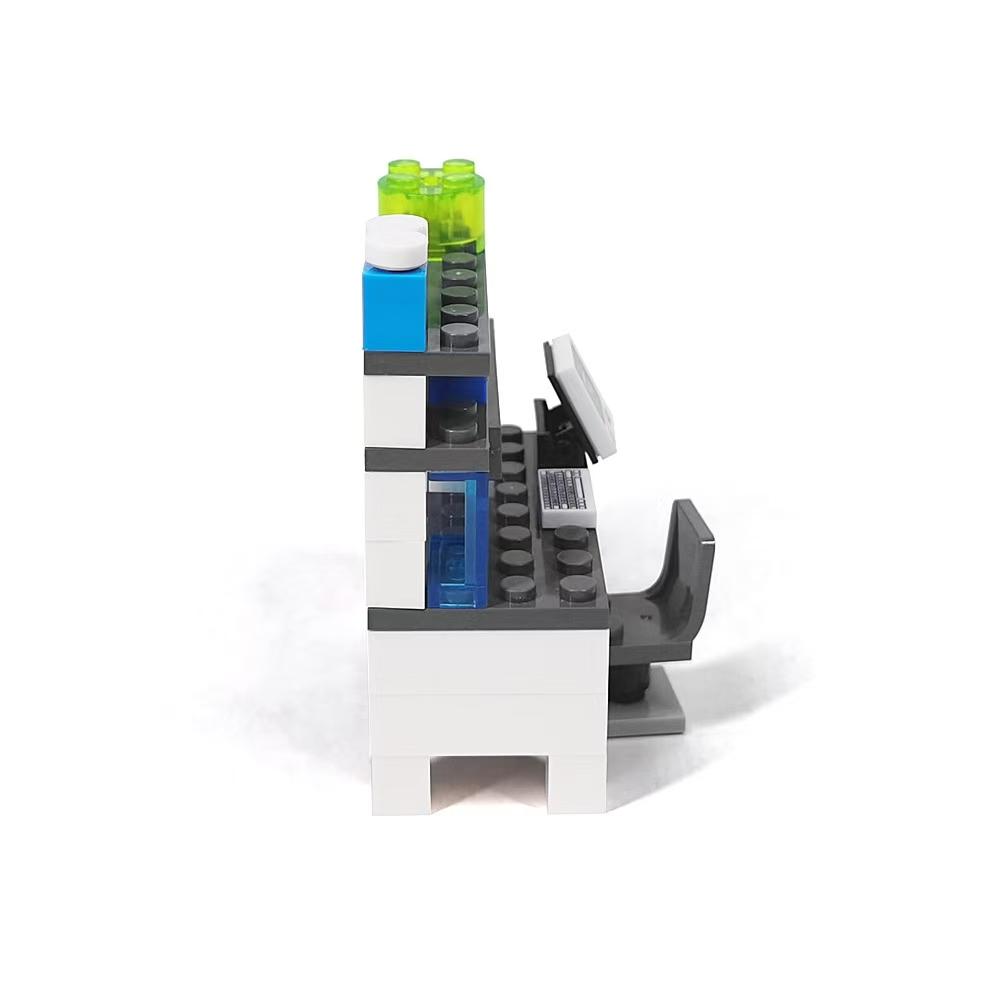 MOC City Computerexperimenttisch Bausteine-Set Bürowerkbank Mit Tastaturtisch Stuhl DIY Modellsteine