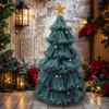 1pcs Christmas Decoration Fabric Lake Blue 11CM Mesh Wave Flower Bilateral DIY Handmade Material Wedding Decor Atmosphere Fabric
