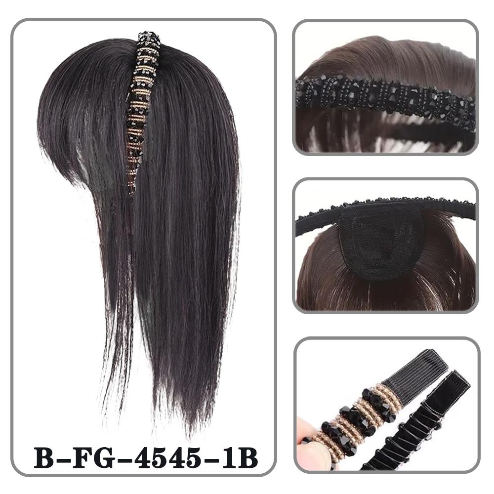 Synthetic Short Straight Clip In Bangs Wig Forehead Hair Band Bangs Filler Hair For Women Daily Easy To Wear
