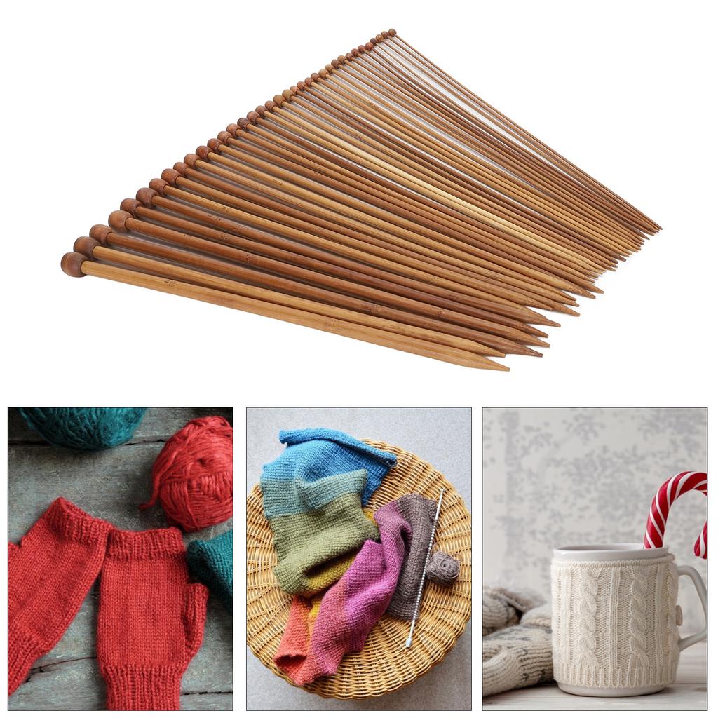 36 stuks Bamboe Breinaalden Rechte Enkelpuntige Gecarboniseerde Breinaald voor Beginners