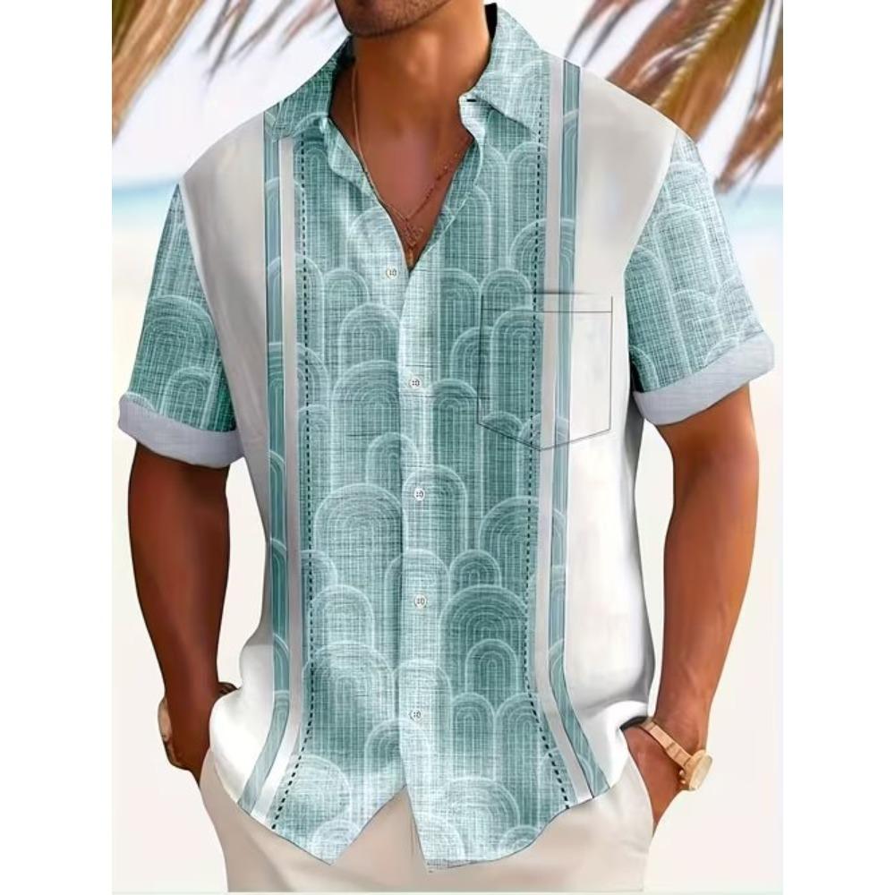 Men's Retro Pattern 3D Print Shirt Button Up Shirt Casual Shirt Summer Shirt Short Sleeve Daily Vacation Clothing