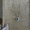 S925 Sterling Silver White Gold-Plated Sea Blue Zircon Diamond Necklace with Clavicle Chain