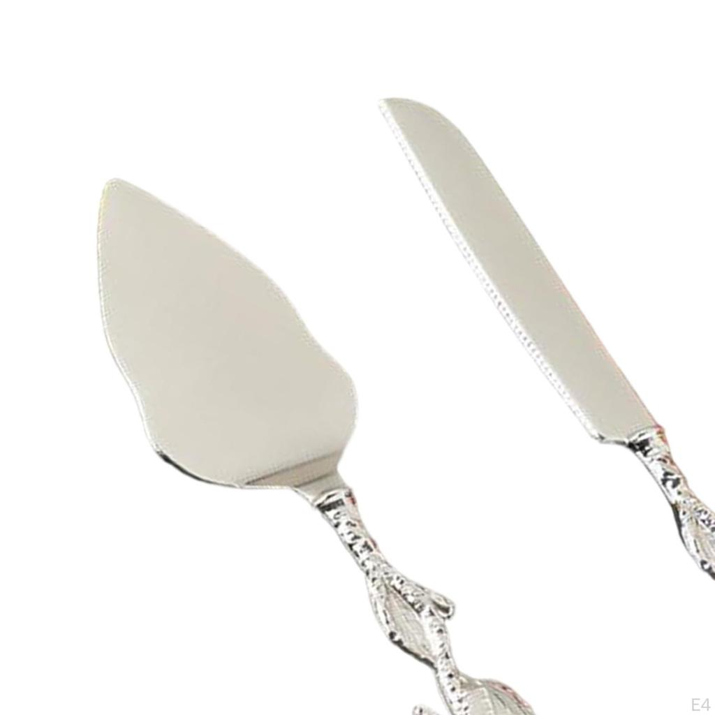 Wedding Cake Knives Server Set Elegant Rose Handle Cutting for Gifts Gold