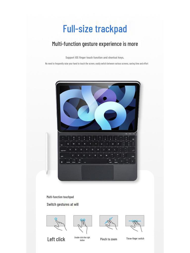 Pro11 iPad Floating Magic M34 Bluetooth Keyboard: 11th Gen, Magnetic Air7, Backlit