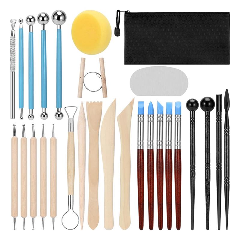 B97A-Air Dry Clay Tools Set-Clay Tools Kit(28Pcs), For Pottery& Polymer Clay Sculpting Projects