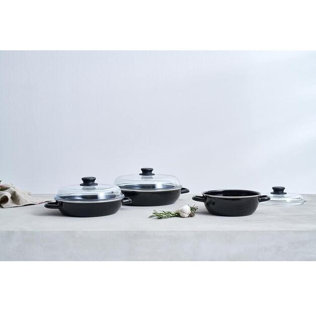 Black Enameled Frying Pan Riess 20 Cm, 1 L (0043-022)
