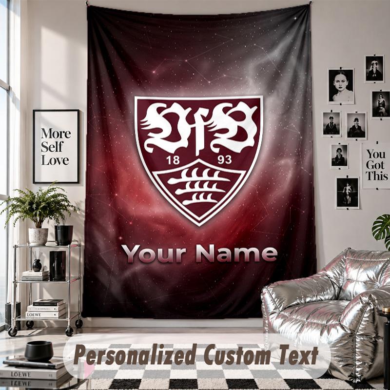 Wandbehang-Wandteppich mit individuellem Namen & Text, VfB Stuttgart FC Dekorativer Wandteppich für Schlafzimmer