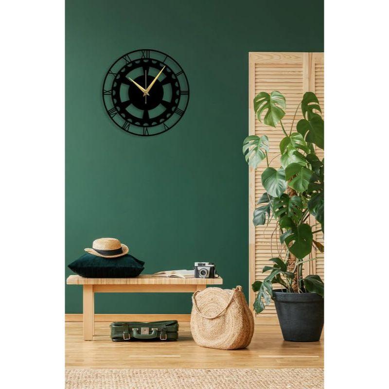 Stylish Metal Wall Clock - Large Size & Home Decor for Living Room, Bedroom, Office - Black