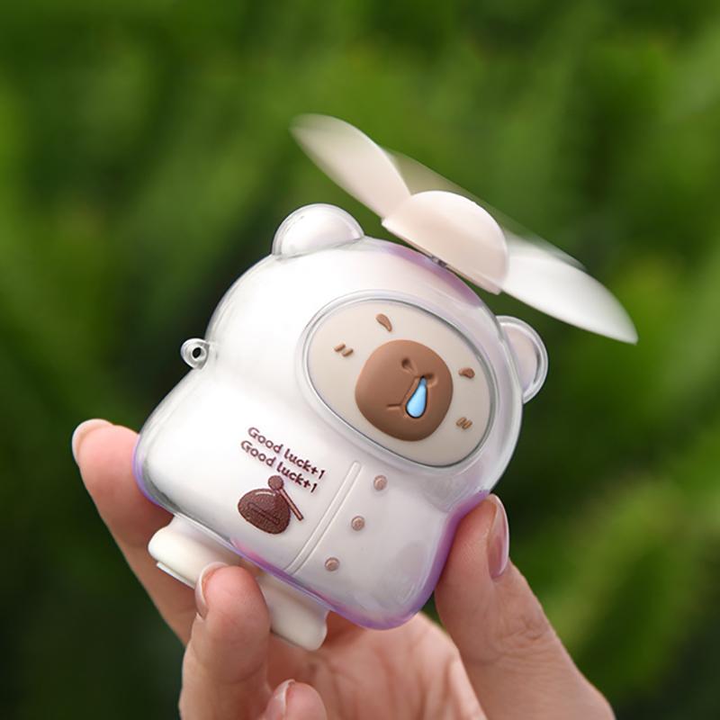 Cute Character Portable Bladeless Neck-Hanging Fan Cartoon Capybara Small Fan Outdoor Usb Charging Fan Students Summer Gifts