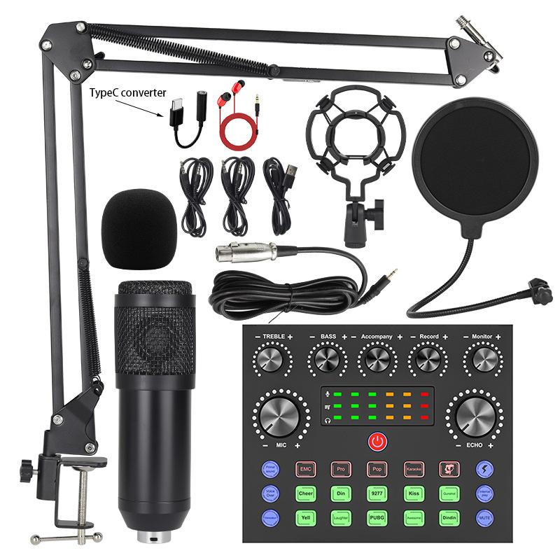 V8S Live Sound Card Podcast Equipment Bundle,with Microphone Set Device,Music/Recording Live Streaming For DJ Disco Device