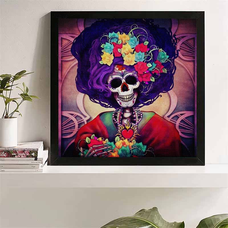 New Arrival 5D DIY Full Circle Diamond Painting "Skeleton Woman" Embroidery Cross Stitch Home Decor Gift