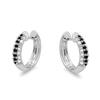 BLACK AWN Exquisite Small Round Hoop Earrings Black Stone Earrings for Women Hoop Earring Jewelry