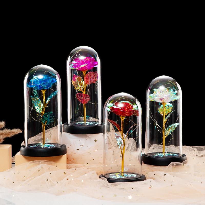 Gold Foil Rose Acrylic Cover Night Light - Preserved Flower Gift for Christmas, Valentine's Day, or Birthday
