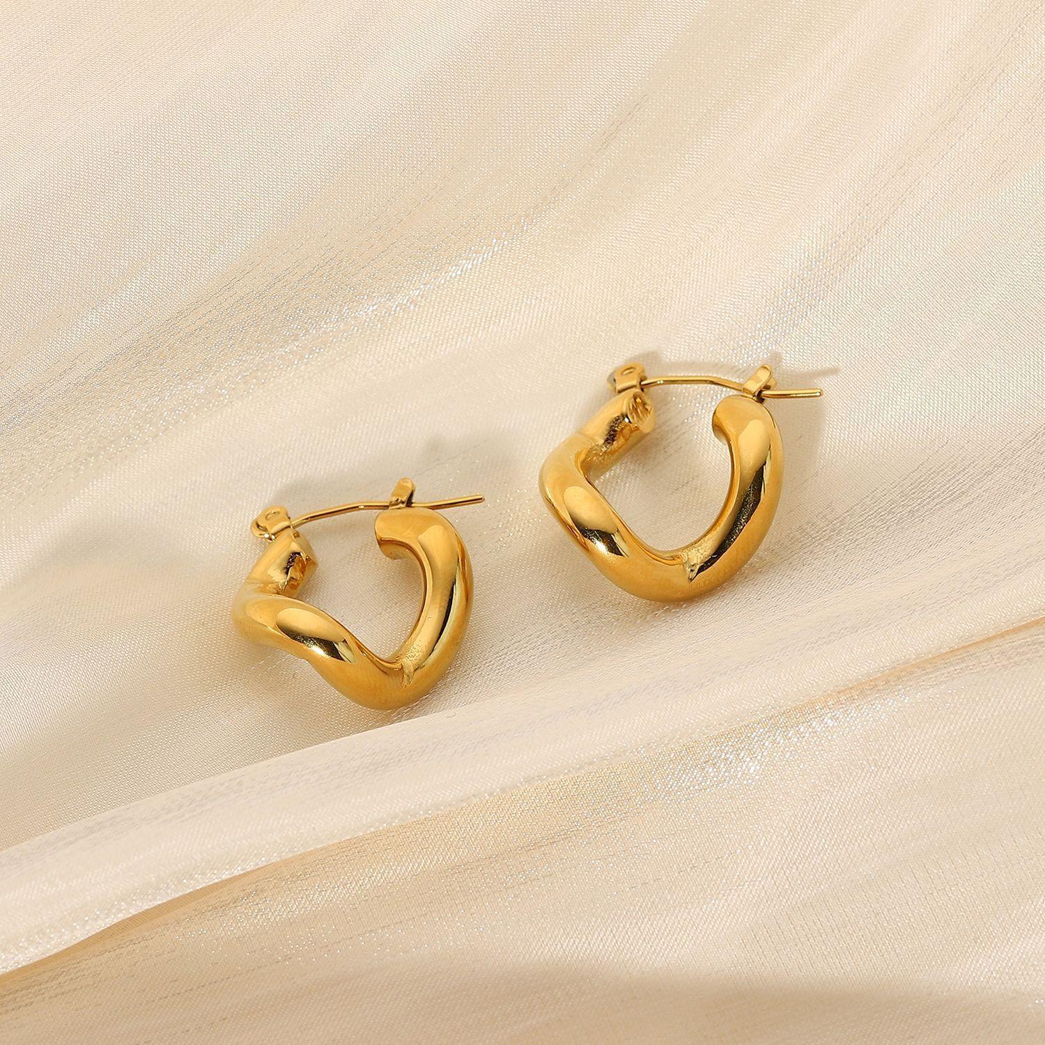 

2025INS Модные женские серьги из титановой стали с покрытием из 18-каратного золота в индивидуальной упаковке с открытыми геометрическими формами