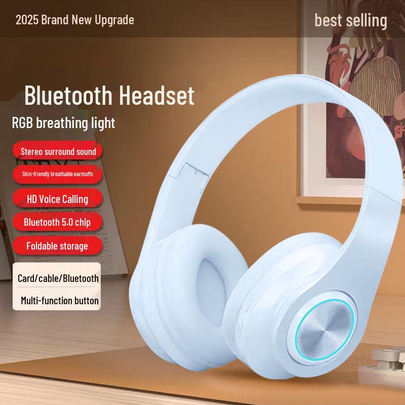B39 Over-Ear Bluetooth Headphones with Cool Light Effects, Card Slot, and Enhanced Sound Quality for Men, Women & Students