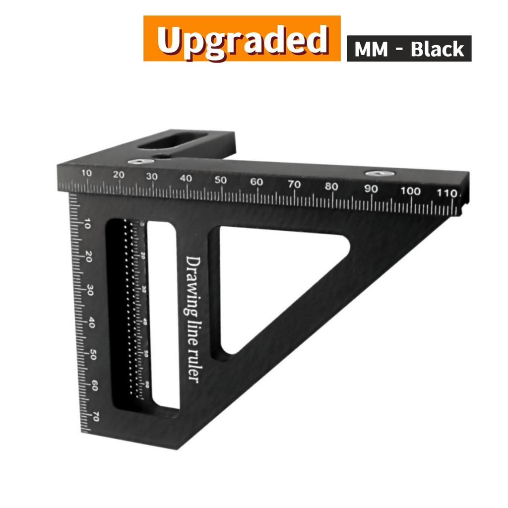 Upgraded Carpenter Square Aluminum Miter Triangle Ruler Precision Hole Scriber Woodworking Square Protractor 45/90 Degree Layout