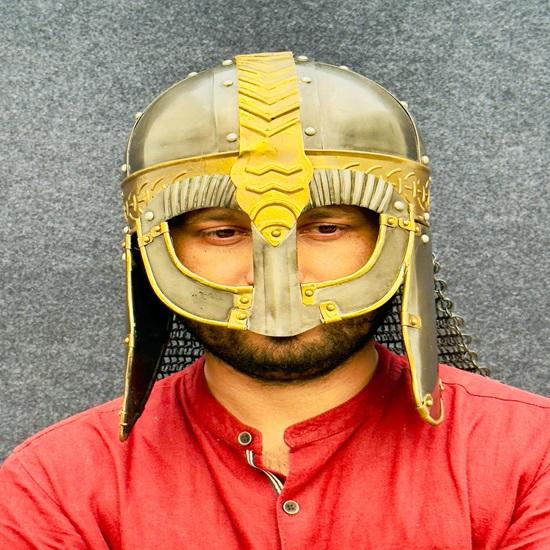 Medieval Wolf Warrior Helmet Warrior Chain-Mail Helmet for Fantasy Perfect for Cosplay, LARP Helmet Collectors Best Gift