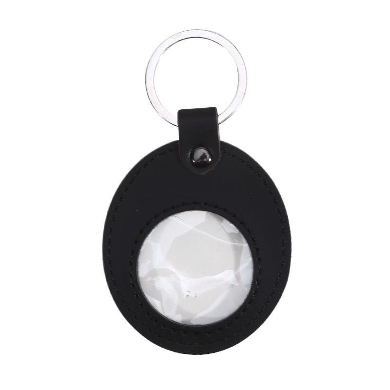 1Pc PU Leather Keychain Coin Holder Double Side Coin Display Case Medallion Sobriety Coin Recovery Chip Airtag Challenge Coin