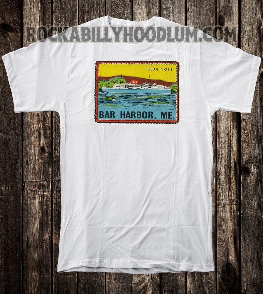 

Retro Travel Tee T Shirt 100% Cotton Bar Harbor Maine Blue Nose 3XL