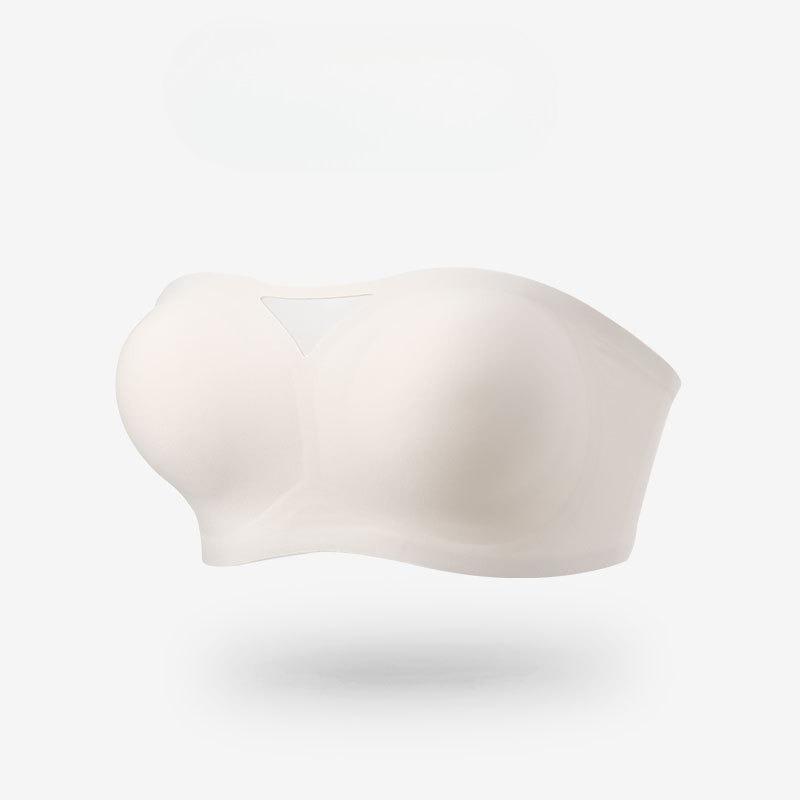

Women s Spring and Summer Thin Small Chest Gathers Non Slip Strapless One Piece Non Trace Breathable Underwear 85AB/80C бежевий