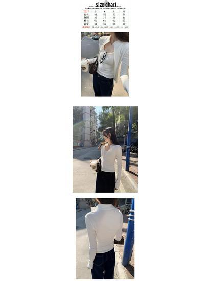 Women's Retro American-Style Knit Cardigan with Stand Collar, Double Zipper, and Long Sleeves - Slim-Fit and Stylish for Spring.