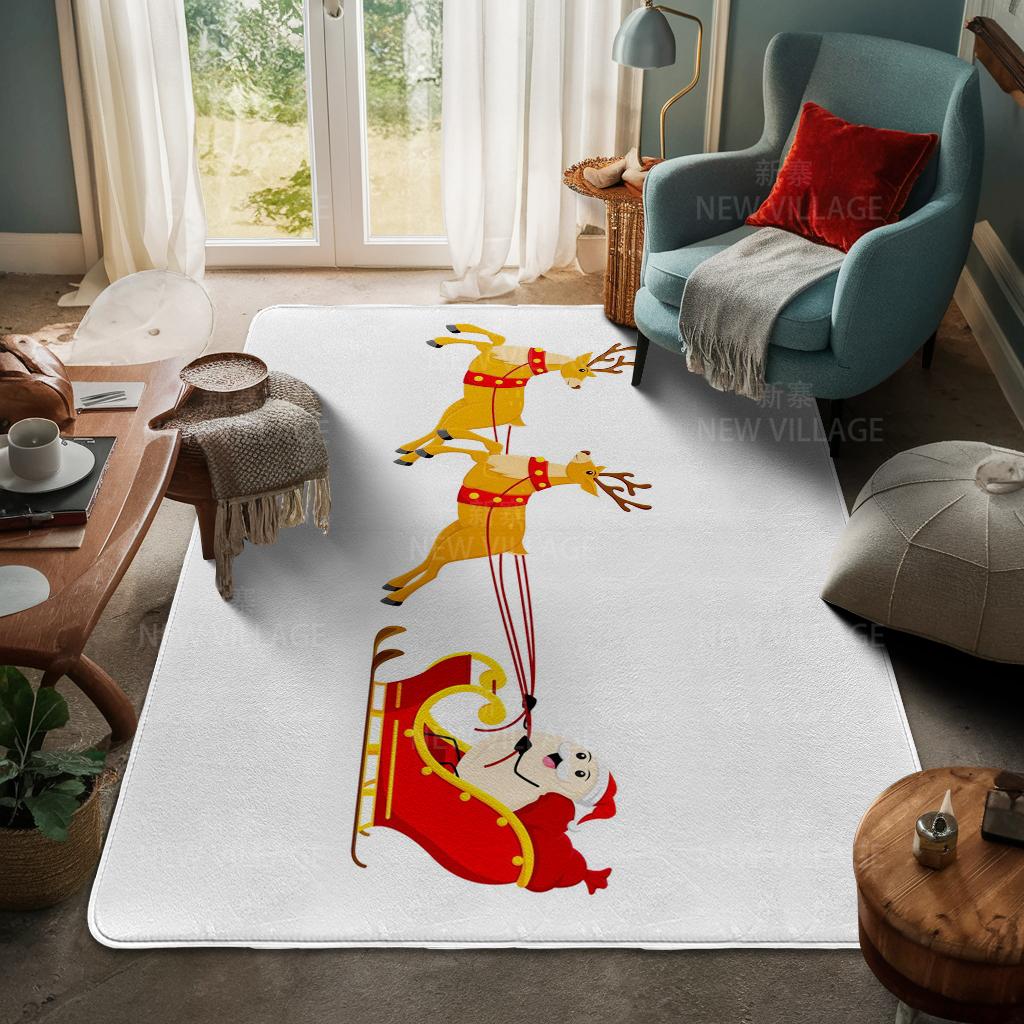 House Entrance Carpet Home Door Mat Living Room Bath Foot Bathroom Non-slip Water Absorption Rugs Bath Merry Christmas Winter