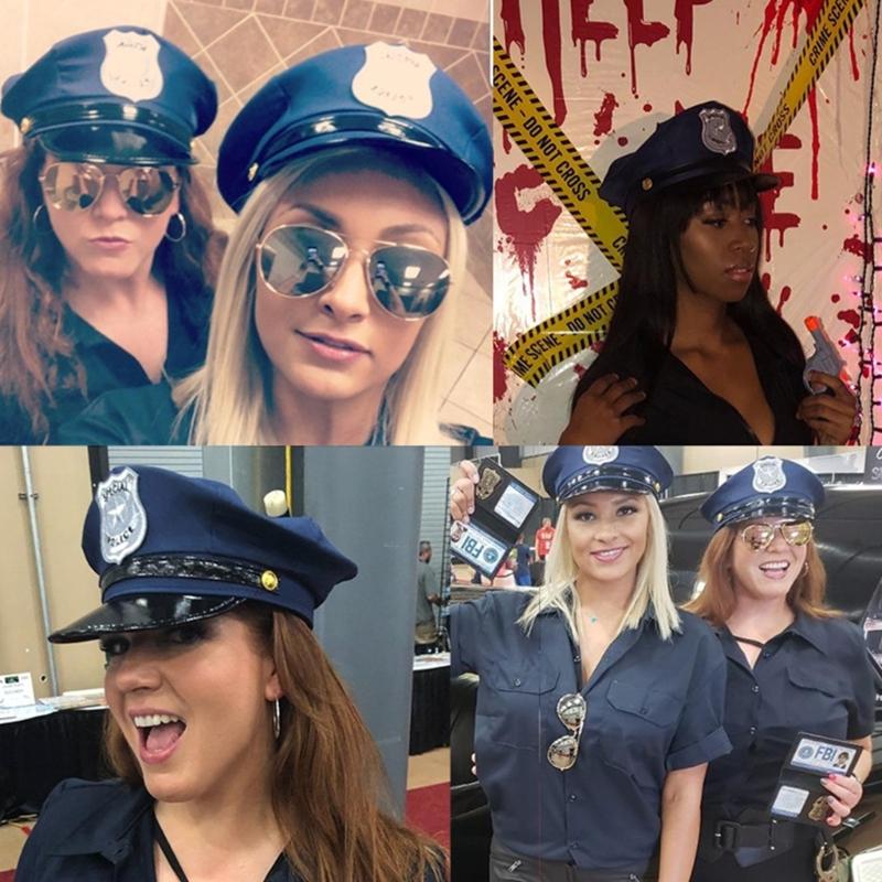 Stylish Cosplay Hat Performances Military Hat Police with Badge Sailor Hat Octagonal Hat for Carnival Halloween Party