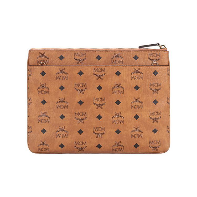 MCM Visetos Monogramm PVC Clutch Schulter Crossbody Tasche Damen Taschen Braun Cognac MYZAAVI02CO001