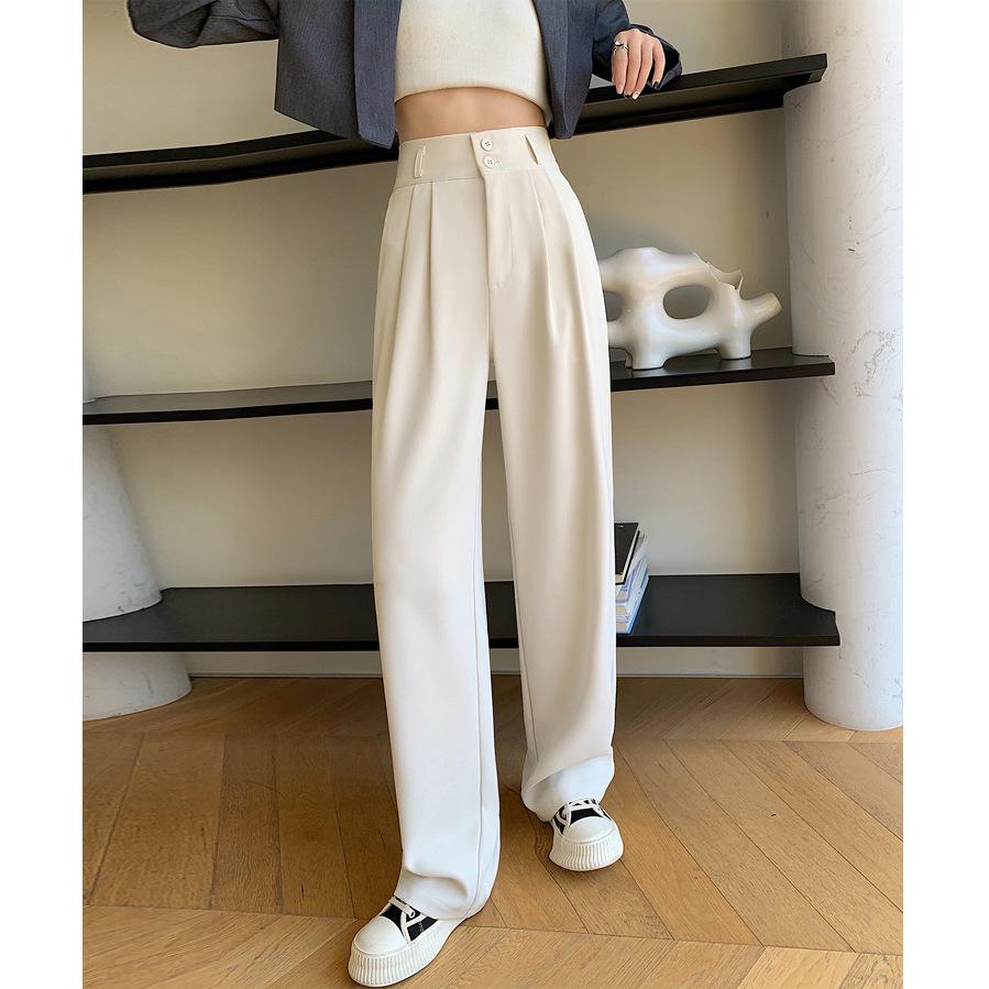 

Стильные и ленивые брюки свободного кроя с двумя пуговицами, прямые, с высокой универсальной талией, длинные брюки 5XL белый