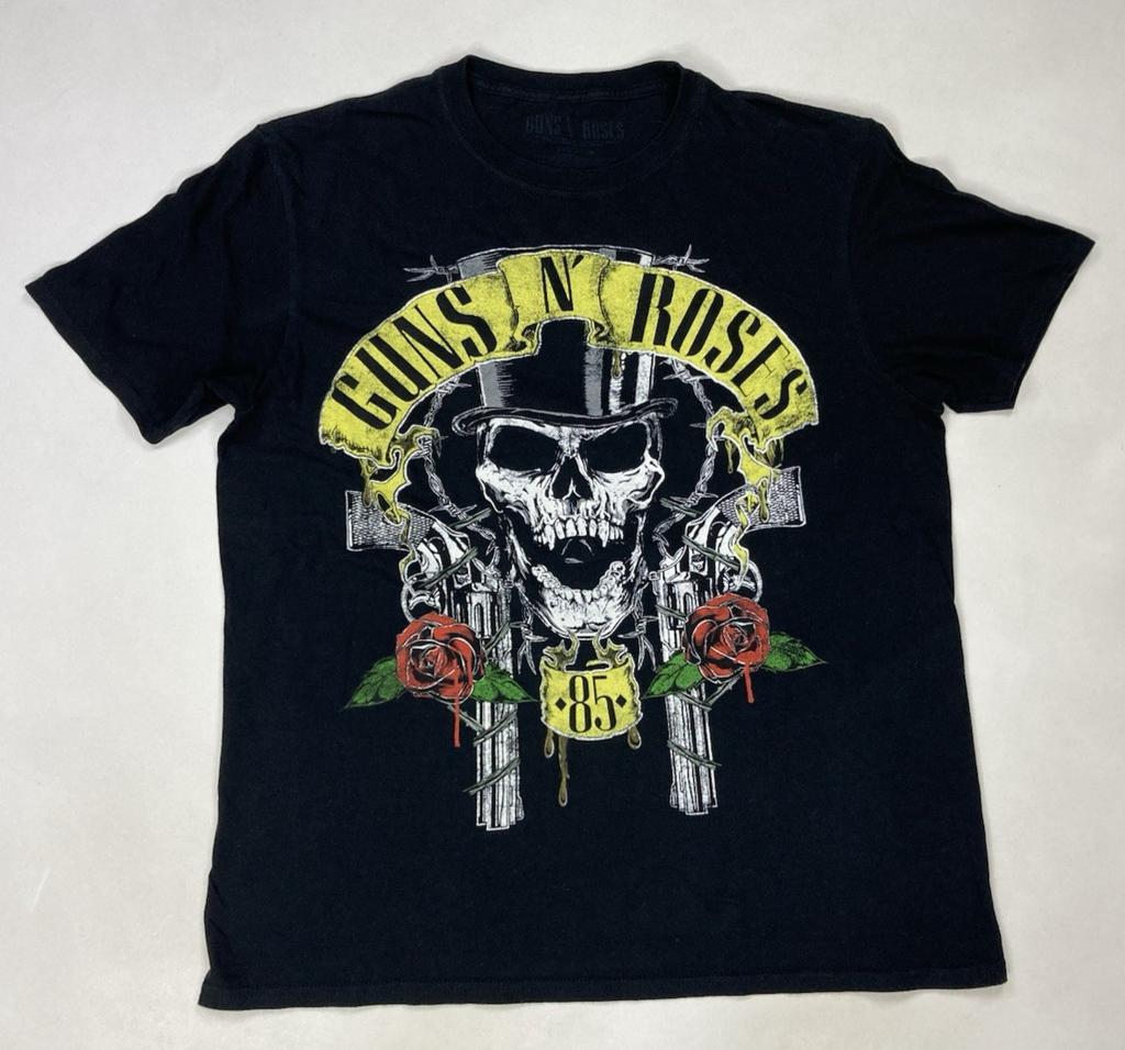 Guns N Roses 85 Skull Gun Graphic T-shirt Men Large Black Short Sleeve Music