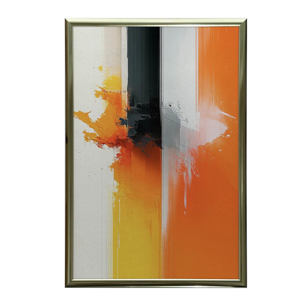 Pomarańczowa Ekspresja Pomarańczowa Ekspresja, 30X40 Cm, Rama Drewniana Ciemny Brąz, Papier Matowy 230 Gsm