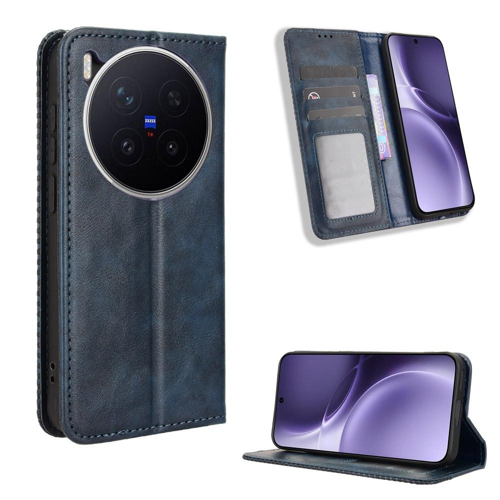 

For vivo X300 Pro 5G Leather Case Wallet Stand Retro Texture Phone Cover