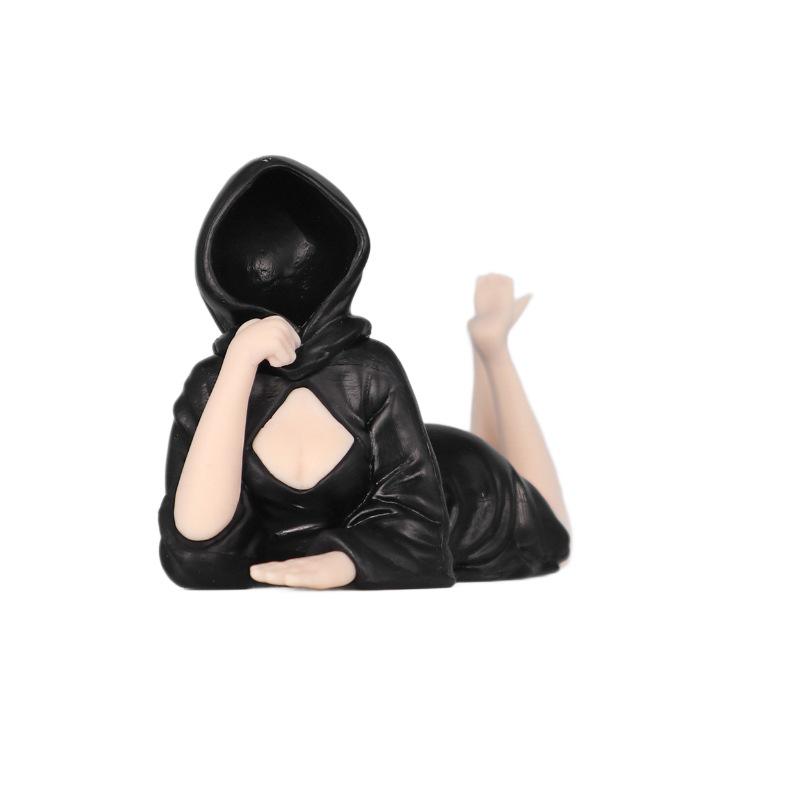 Cross-border Black Robe Queen Series Halloween Ghost Girl Car Decoration Figure.