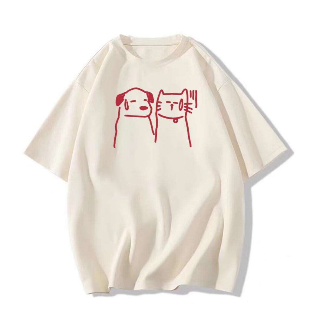 Fat mm pure cotton white short-sleeved t-shirt women's new popular summer design American half-sleeved loose top