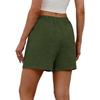 Women's Soft Cotton Linen Shorts Pockets Soft  Button Closure No Zipper Slim Fit Shorts