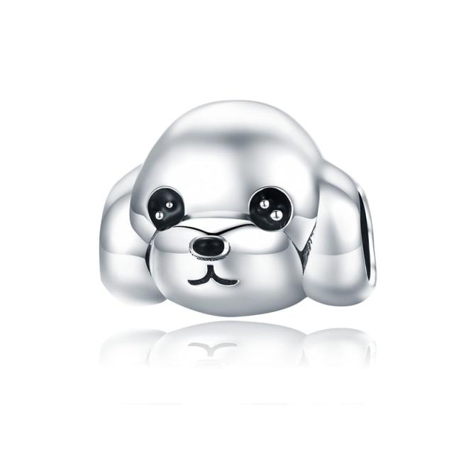Zirconia Color Sterling Cane Animaletto Cane Cane Bulldog Perline Adatte Braccialetto da Polso Originale Ciondolo Gioielli Fai da Te Braccialetto da Polso alla Moda
