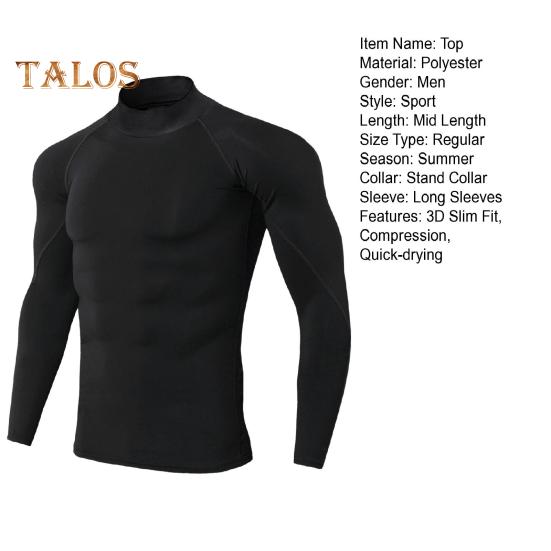 Pánské sportovní top 3D Slim Fit High Elasticity Stojací límec Rychleschnoucí Dlouhé rukávy Slim Fit Kompresní Tričko Tvarování postavy Gym Běh Basketbal