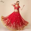 Indisches Tanzkostüm Damen Erwachsene Bollywood-Stil Performance-Outfit Mit Ausgestelltem Rock Schleieroptionen