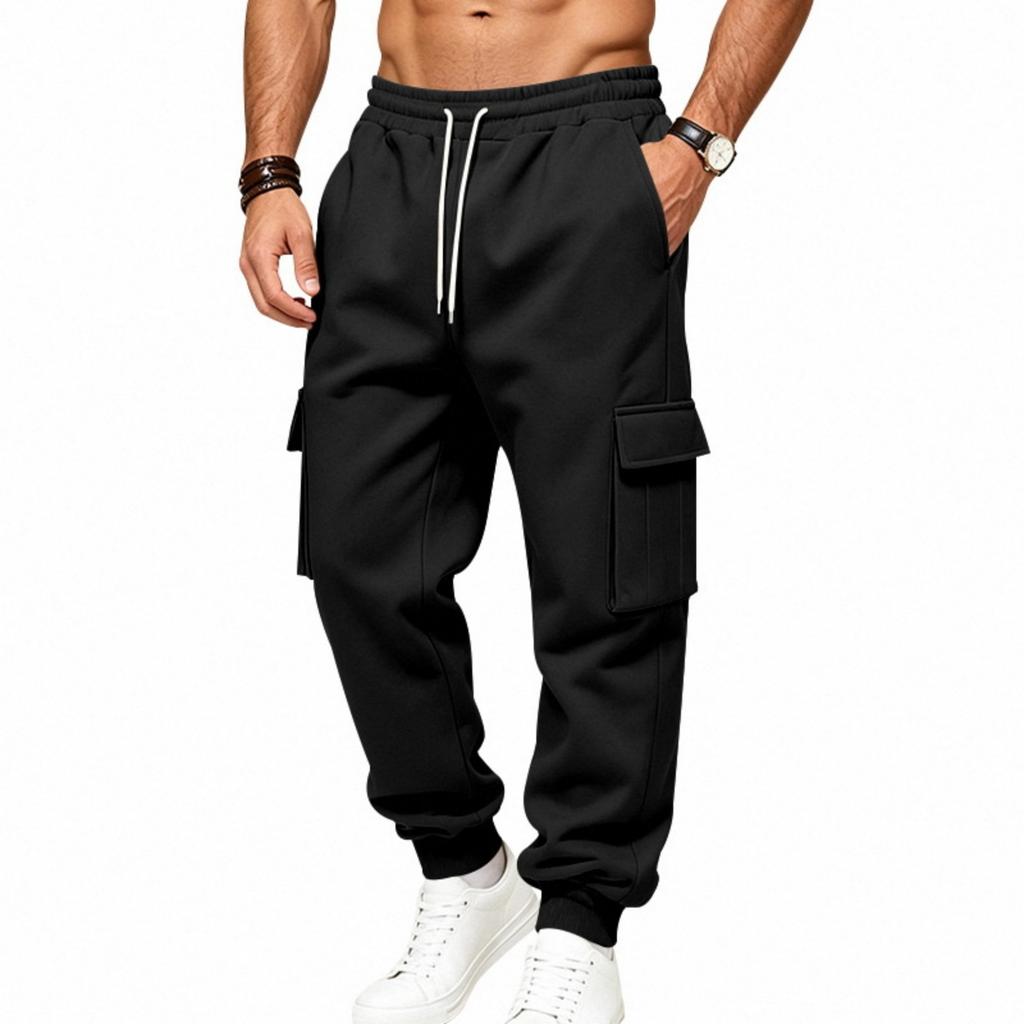 Men's Outdoor Casual Cargo Sweatpants, -Lined, Loose Fit, Multiple Pockets for Sports, Hiking and Daily Wear