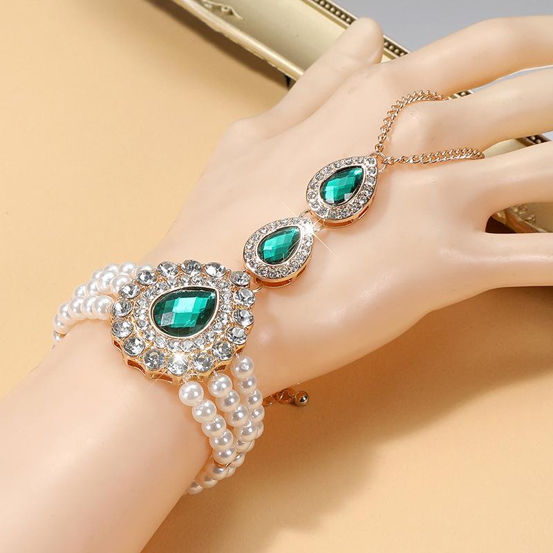 Full diamond water droplets imitation pearl multi-layer necklace beaded bracelet choker neck chain collar