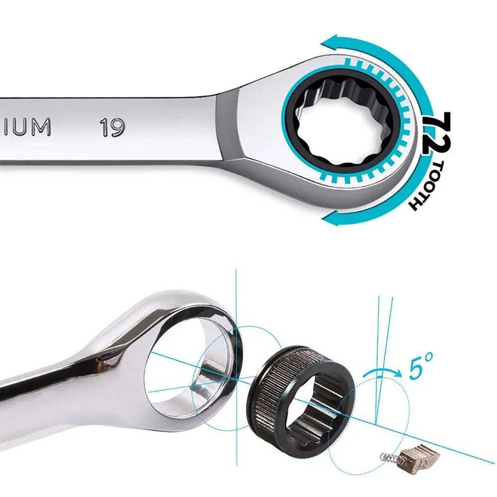 1Pcs 8-17mm Ratcheting Socket Spanner Metric Nut Hand Tool Durable Ratchet Wrench