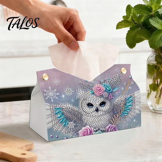 Educational Hands on Activities DIY Faux Diamond Art Painting Tissue Box, Leather Desktop Crafting Kits for Beginners Holder Pouch, 5D Rhinestone