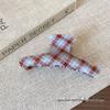 Korean Blue & Coffee Plaid Hair Claw: Versatile Shark Clip for Women