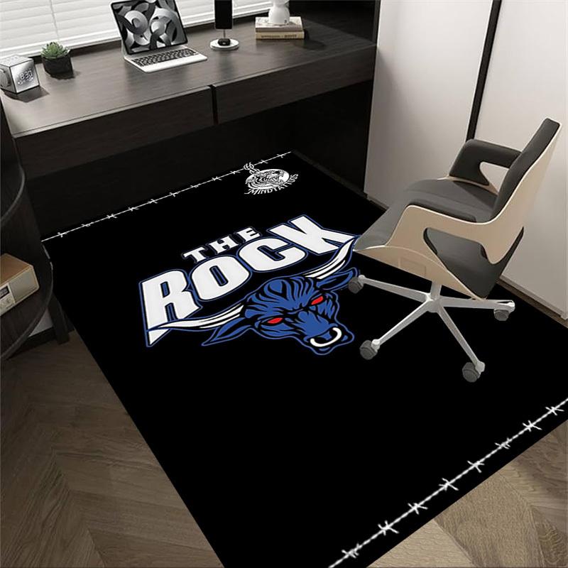 1pc THE ROCK Home Office, Durable Polyester Floor Mat with Easy, Office Decor, Urban Style, Nonslip Backing