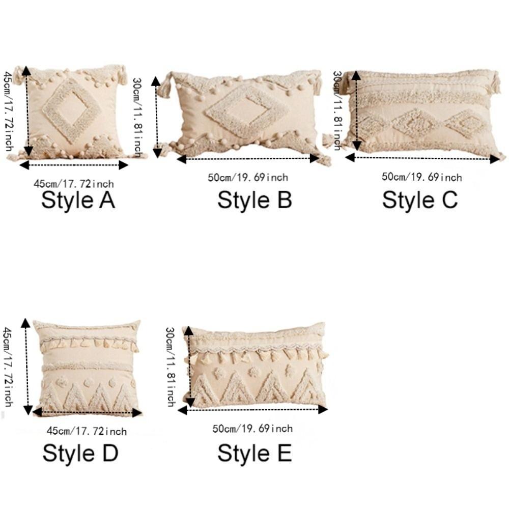 Vintage Tufted Fringed Cushion Cover Rustic Style Pillowslip Elegant Pillowcase Bed