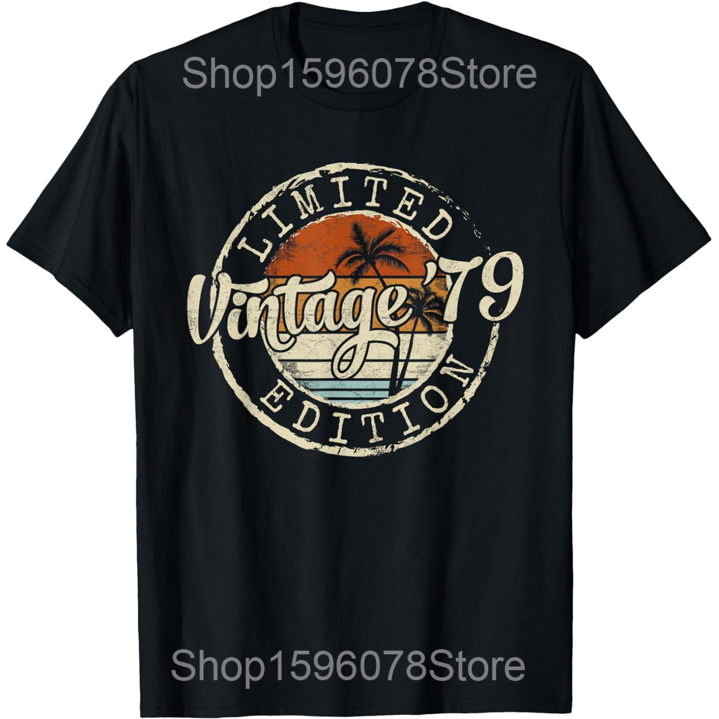 Vintage 1979 Limited Edition Cassette Tape 47th Birthday T Shirts Men Cotton Streetwear Tee Short Sleeve Unisex Loose Clothing S