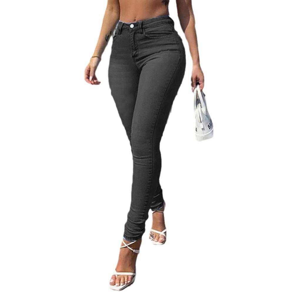 Women's European & American Style Peach Hip Skinny Jeans - Fashionable Casual Pencil Pants
